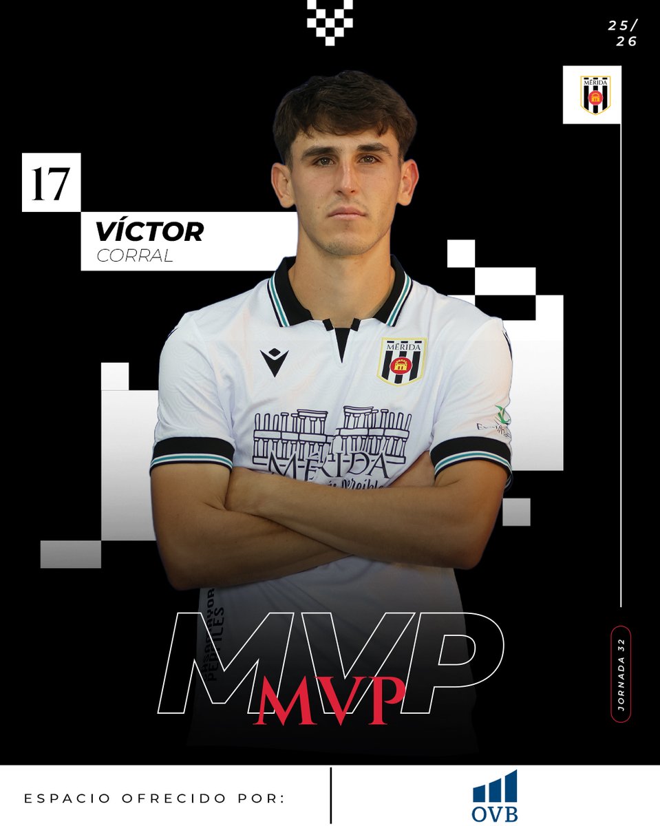Merida_AD's tweet photo. 🎖️ El #MVPRomano del #MéridaTenerife elegido por nuestra afición ha sido...

➡️ Víctor Corral 💥⚽️

🙌🏽 ¡Enhorabuena romano! ⚪️⚫️