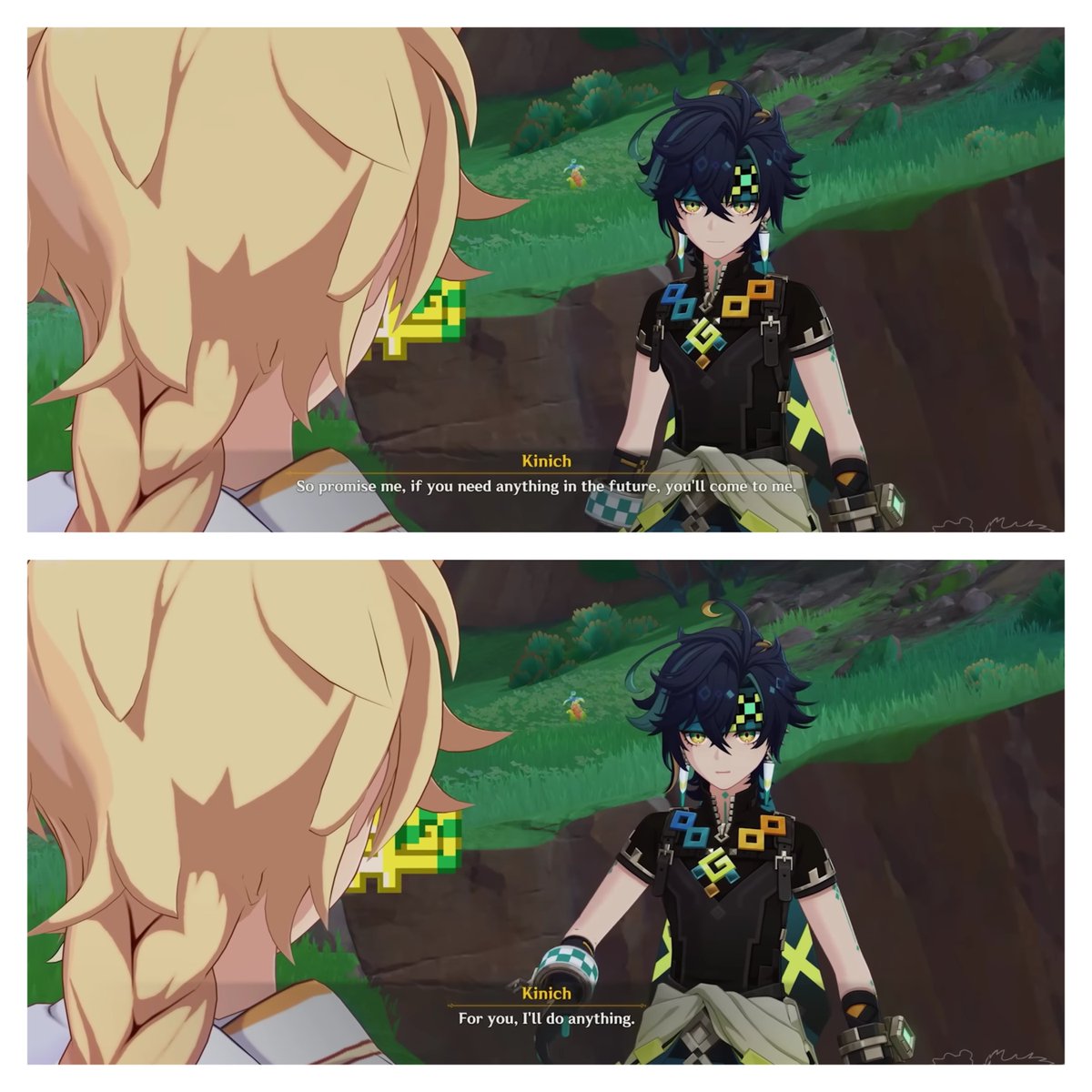 "Per te, farò tutto"
Ma quanto bimbo bello e bravo è Kinich?? Adoro troppo, voglio qualche suo gadget! 💚💛😭
#GenshinImpact #KinichGenshinImpact