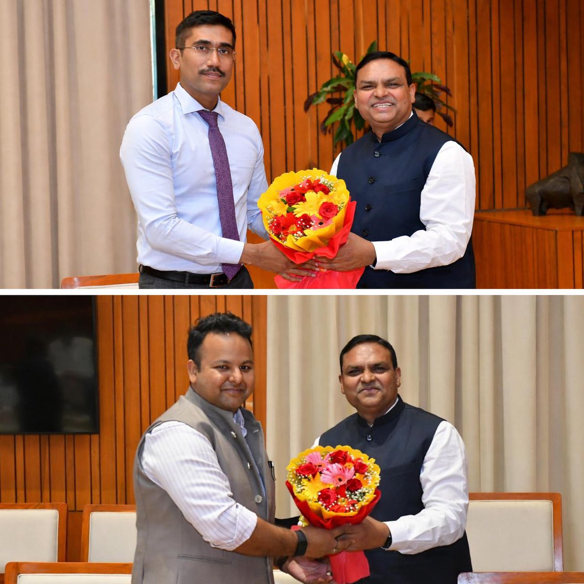 NDDB_Coop's tweet photo. During their visit to NDDB, Anand, Shri Shirsat Kapil Ashok, Secretary for Dairy, Fisheries and Animal Resources, Govt. of Bihar & Chairman, Bihar State Milk Co-operative Federation Ltd. and Shri Sameer Saurabh, MD, @COMFED_Sudha met Dr. @ShahMeenesh , Chairman, NDDB to review dairy development initiatives in Bihar and explore ways to further strengthen the cooperative ecosystem.

During the discussions, the delegation highlighted continued progress of COMFED supported by central & state government initiatives like ‘Sahakar Se Samriddhi’ and ‘Saat Nischay Yojna’ along with plans to expand outreach at the grassroots level.

Key focus areas emerged during the discussions were breed improvement, infrastructure expansion, fodder and nutrition, and strengthening veterinary and extension services. 

Opportunities in diversification, technology adoption such as AMCS/ERP under @jica_direct_en projects, and capacity building were also discussed, along with renewable energy initiatives like biogas and manure model. 

The meeting also explored strengthening supply chains through collaborations with @indimmune_ and @IDMCLtd , while leveraging NDDB’s expertise across allied sectors.

As part of the visit, the delegation was briefed on NDDB’s initiatives and visited key facilities including the OPU-IVF & genomics lab, IDMC Limited and @DairyAmul . They also interacted with Dr. Amit Vyas, MD, Amul, an visited Mujkuva village to witness grassroots dairy operations.