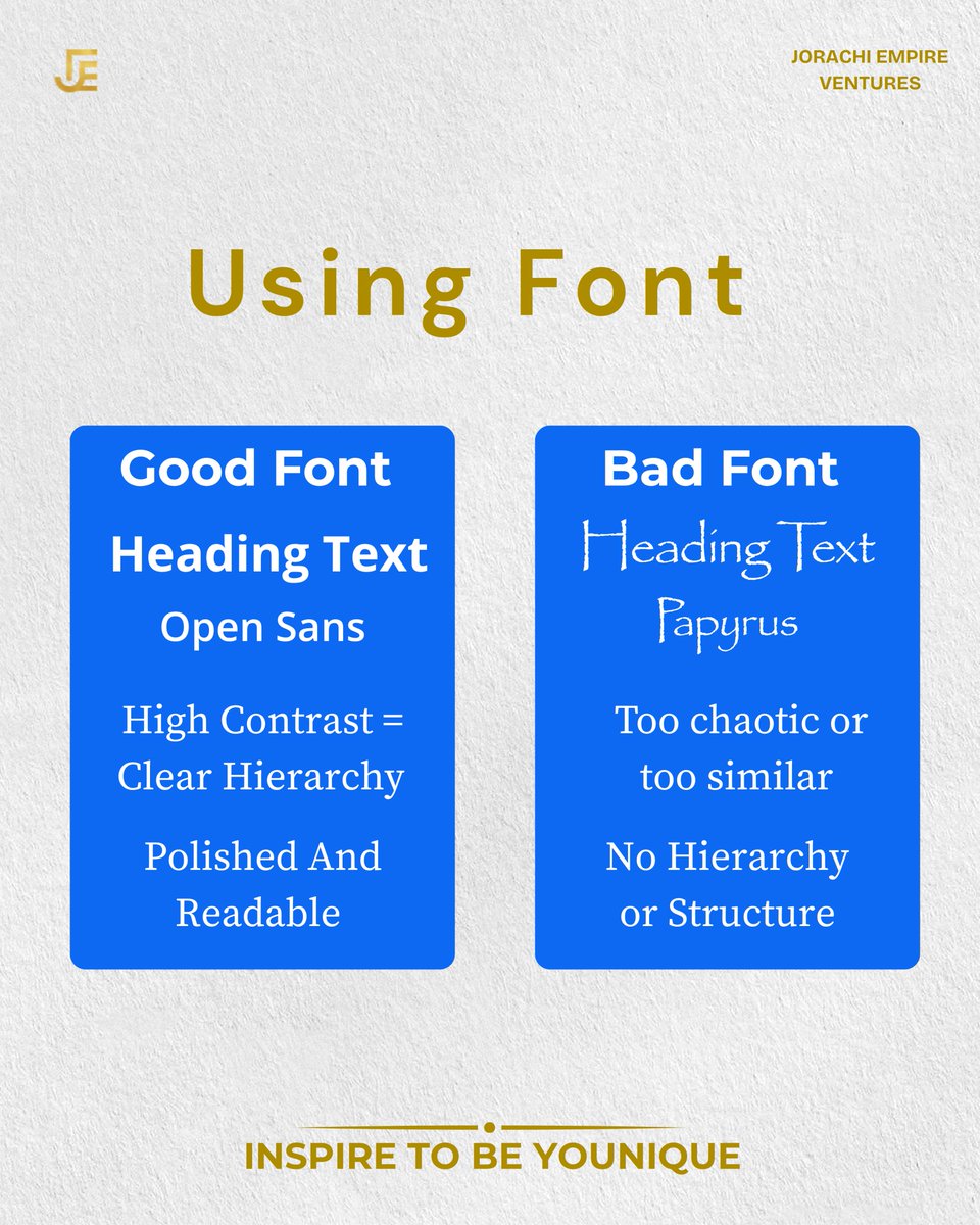 Jorachi_Empire's tweet image. You see the difference.....Your audience sees it too.

#FontDesign #BrandClarity #BrandingTips #fyp #BeYOUniqueByJorachiEmpire