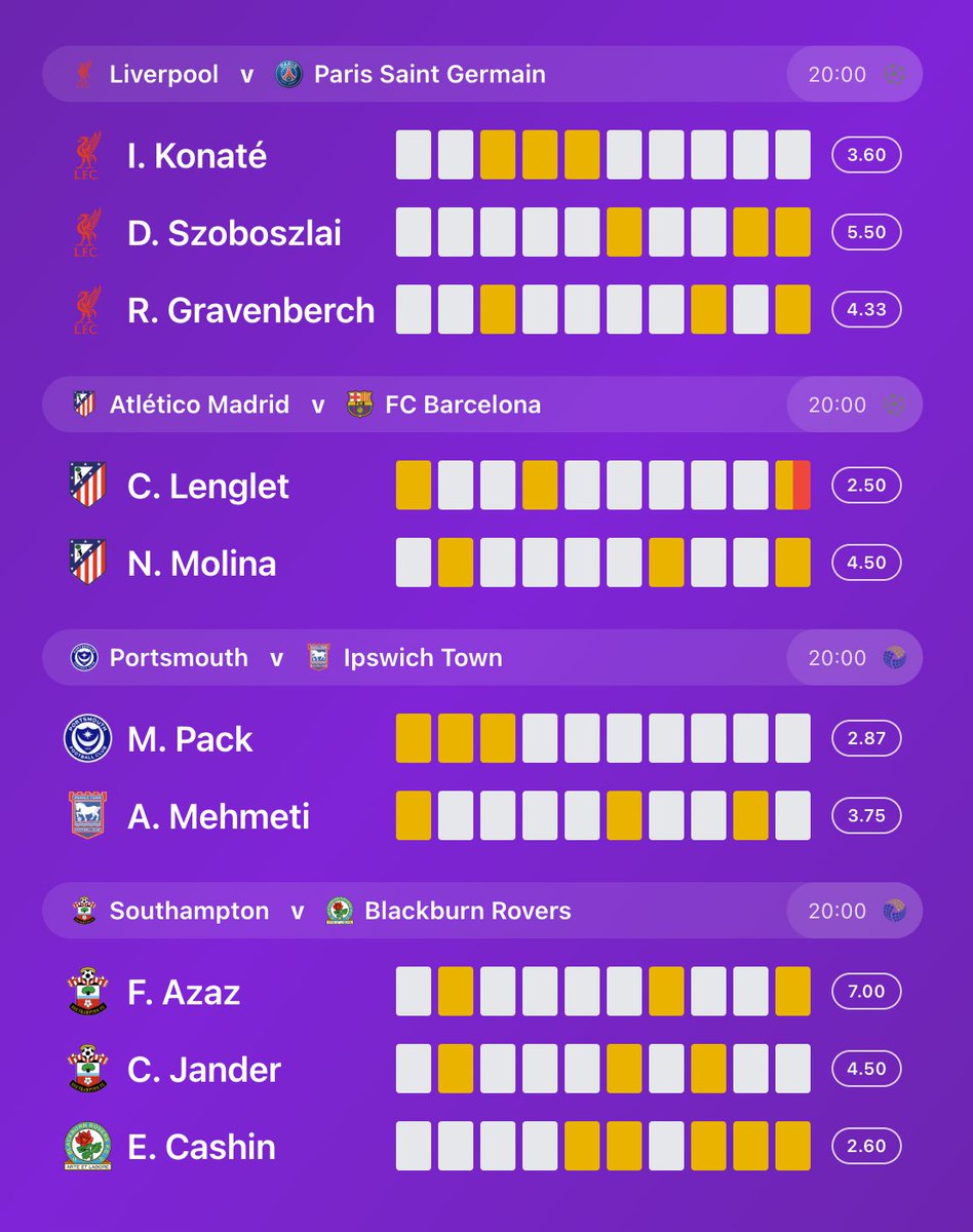 🟨 3+ yellow cards in the last 10 - the ones to watch in tonight's UCL &amp; Championship fixtures

Konaté must be the standout name here after 4 fouls and a string of penalty shouts in the first leg. Can he keep his cool?