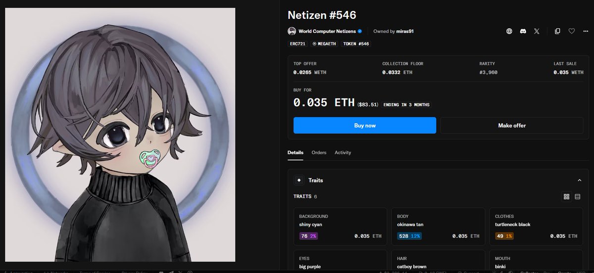 Simple yet so good looking, easily one of the most underrated collections right now when you can find gems like this on floor for only 0.035 ETH