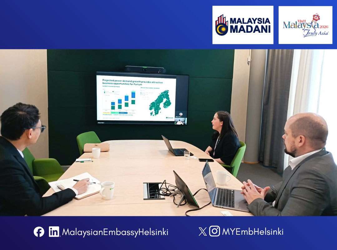 The Embassy of Malaysia met with Fortum on 13 April 2026, learning about the company’s current strategy and developments in its battery recycling business.