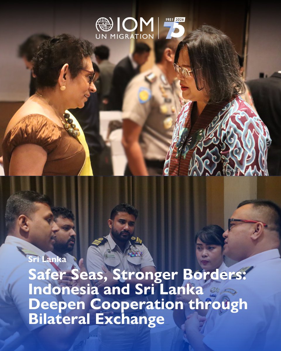 IOMIndonesia's tweet image. 🌊 Pada 31 Maret–2 April 2026, @IOMIndonesia bersama @IOMSLandMV mendukung pertukaran bilateral Indonesia–Sri Lanka untuk memperkuat keamanan maritim, tata kelola perbatasan, dan stabilitas kawasan dengan dukungan dari @StateINL @usembassyjkt. 🤝

#KeamananMaritim #STREAM