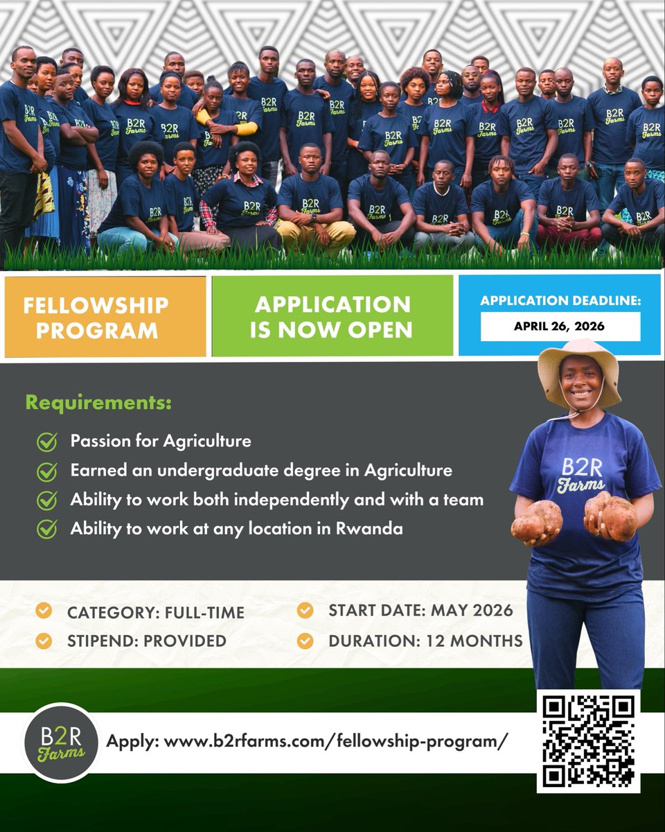 B2RFarms's tweet photo. Join us as we strive towards a sustainable and food-secure Africa. Apply for our fellowship program and become a leader in Conservation Agriculture, Farm Management, and Professional Development. Click the link in bio to apply. https://t.co/ZKUDSshz2g