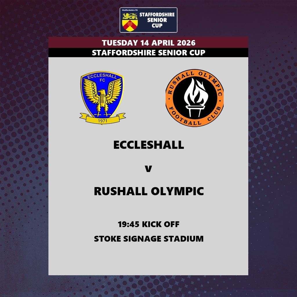 Staffs Senior Cup Final. 
Good luck to <a href="/EccleshallFC/">Eccleshall FC</a> as they take on <a href="/ROFCOfficial/">Rushall Olympic FC</a>
