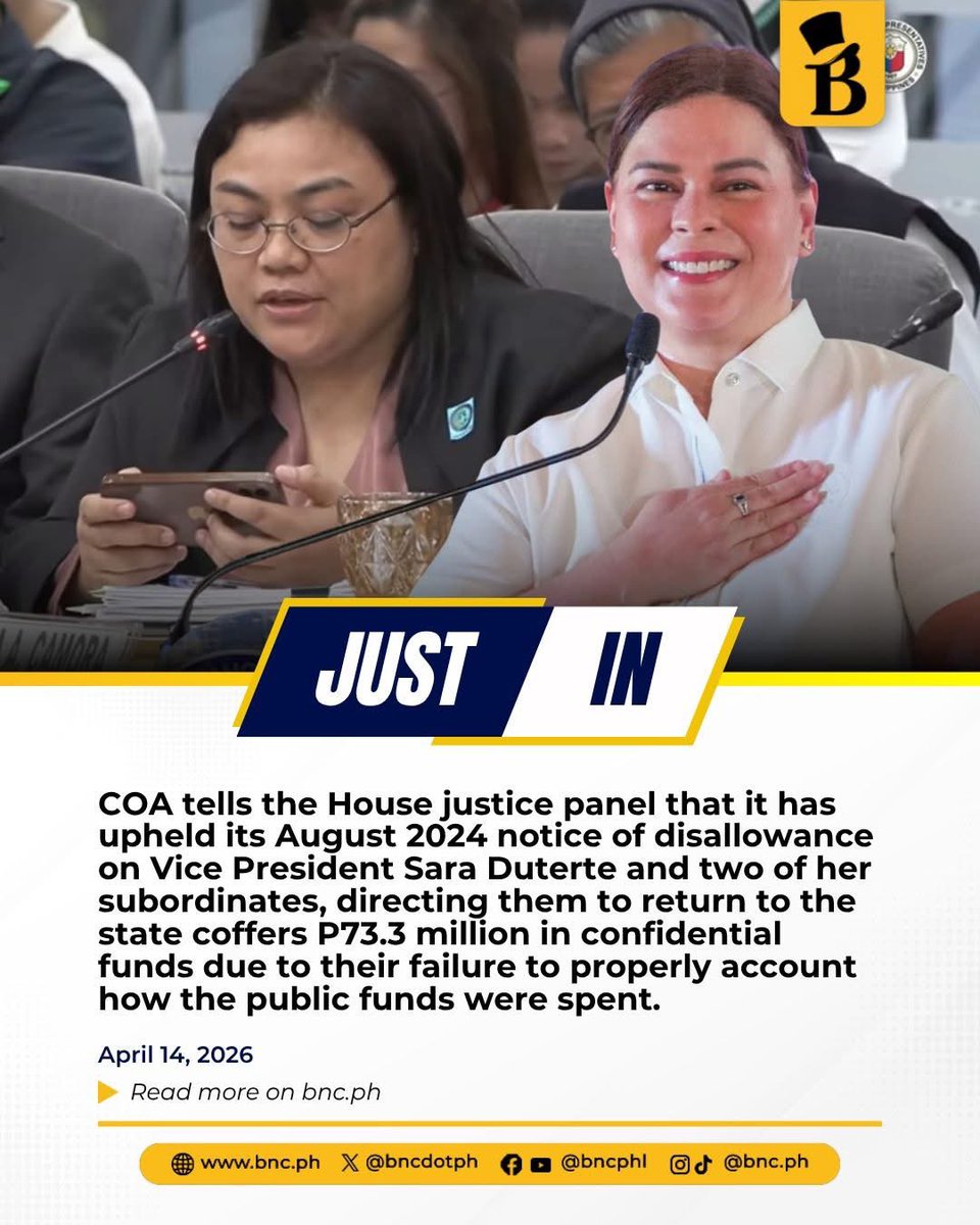 jesusfalcis's tweet image. 🚨 Basag na ang DDS narrative na under appeal pa ang Notice of Disallowance ng COA because COA dropped a bombshell sa hearing – they have denied Sara’s appeal.

She is required to return ₱73.3 Million to the State. Pahiya si Suzette Doctolero.

Boom panis! 👊

#SaraCorrupt