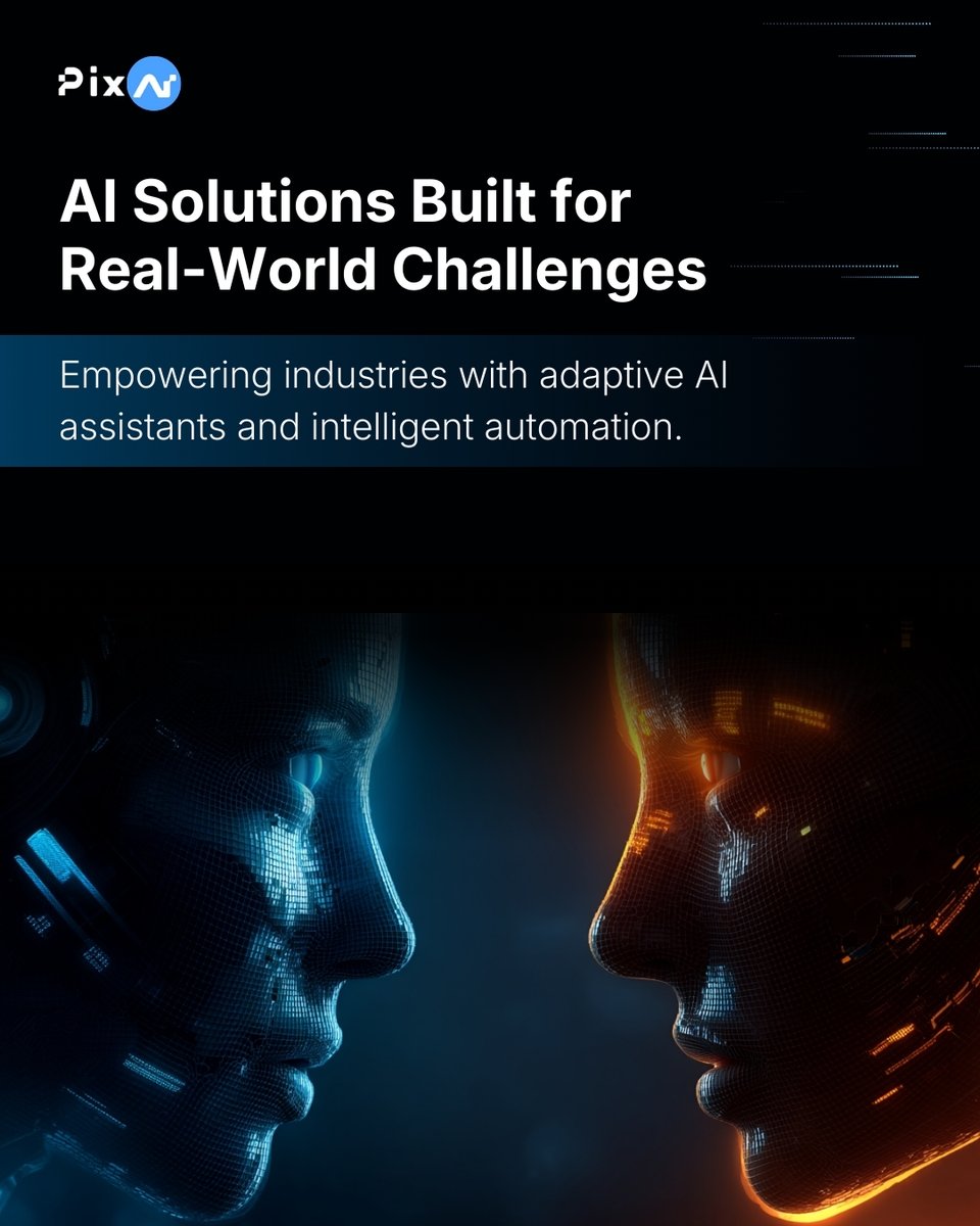 Pixaitech's tweet photo. Real-world challenges need real AI solutions. 
PixAI Technologies helps industries scale with adaptive AI assistants and intelligent automation.

 https://t.co/41VXLICuIf

#ArtificialIntelligence #BusinessAI #PixAITech https://t.co/Tp13HS4V7E