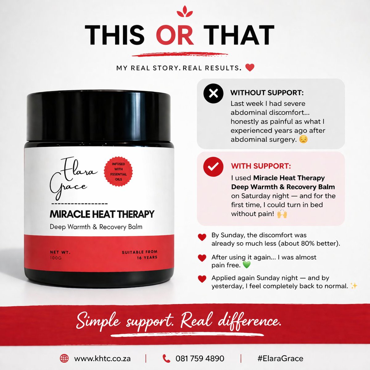 deliene1's tweet photo. 🌿✨ THIS OR THAT ✨🌿

Without support… 😔
With support… 💚

The difference for me was real.
Miracle Heat Therapy Deep Warmth &amp; Recovery Balm
Simple support. Real difference.
🌿 https://t.co/8YnS0rVVt7⁠
📲 081 759 4890
#ElaraGrace https://t.co/d39Ld4usq1