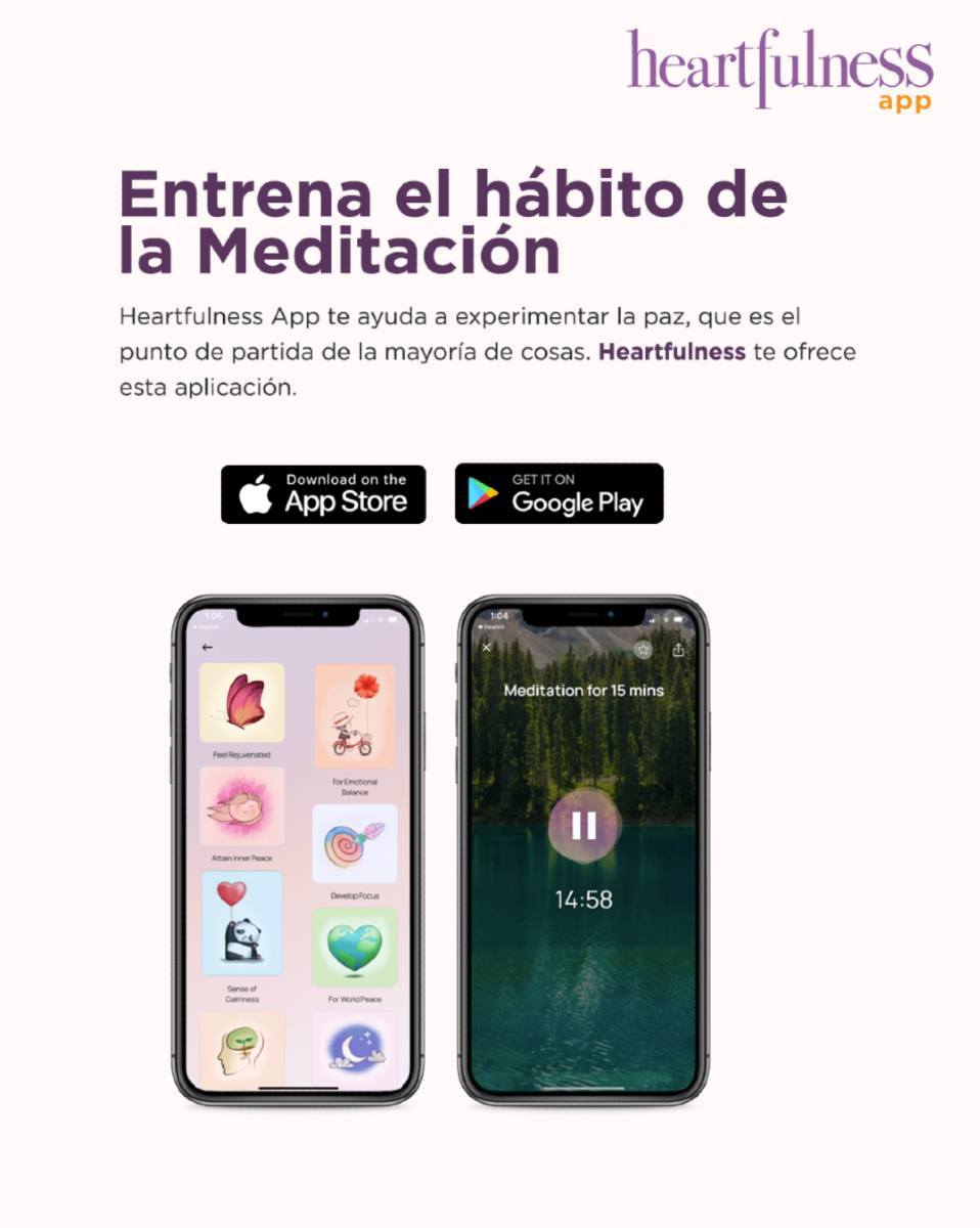 HeartfulnessES's tweet photo. Descarga la app de Heartfulness y aprender a meditar de manera consciente y a cuidar tu interior.
 
 Elige la meditación que mejor se adapte a ti.
 
 Entra en https://t.co/12UEtuhGxT.

 *Disponible en inglés, próximamente en español.
 
 #meditación #heartfulness https://t.co/OlbR4IMWHZ
