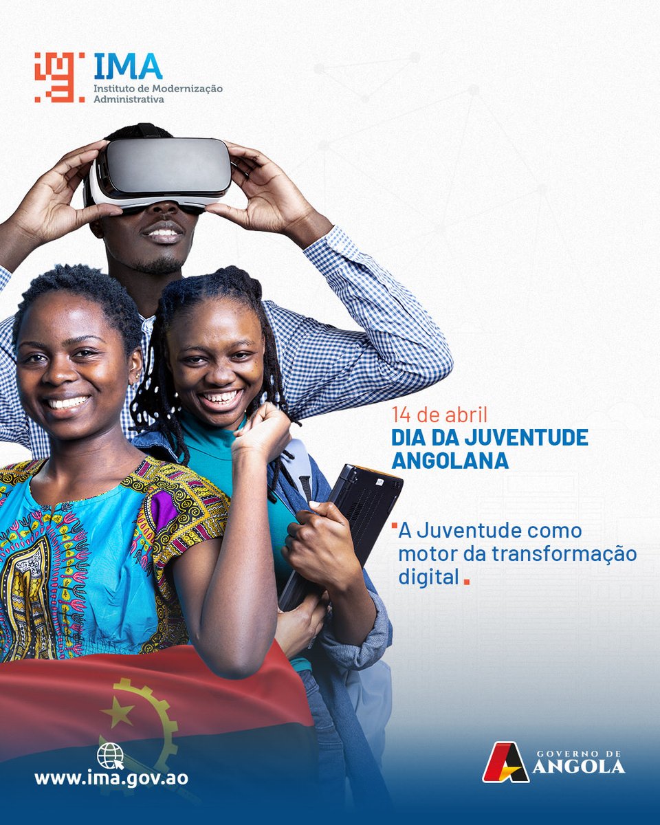IMA_GOV's tweet photo. Dia da Juventude Angolana | 14 de Abril

A juventude, o motor da transformação digital. https://t.co/tbSFzvQfFE
