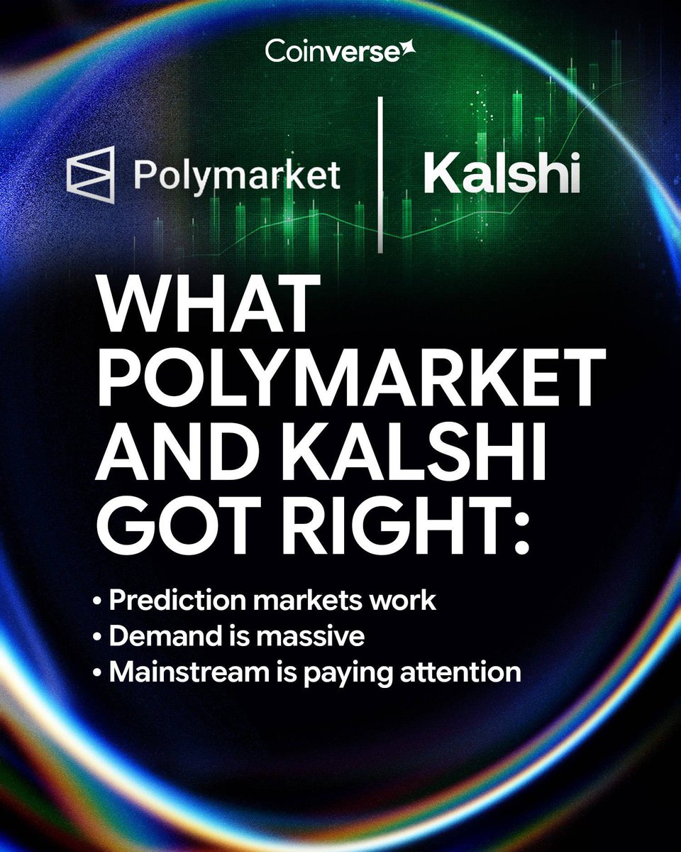 wecoinverse's tweet image. People don’t just want to watch events anymore 📊
they want exposure to outcomes.

That demand is real.
That shift is irreversible ❇️

Explore - coinverse.io 

#PredictionMarket #cryptomarket #coinverse