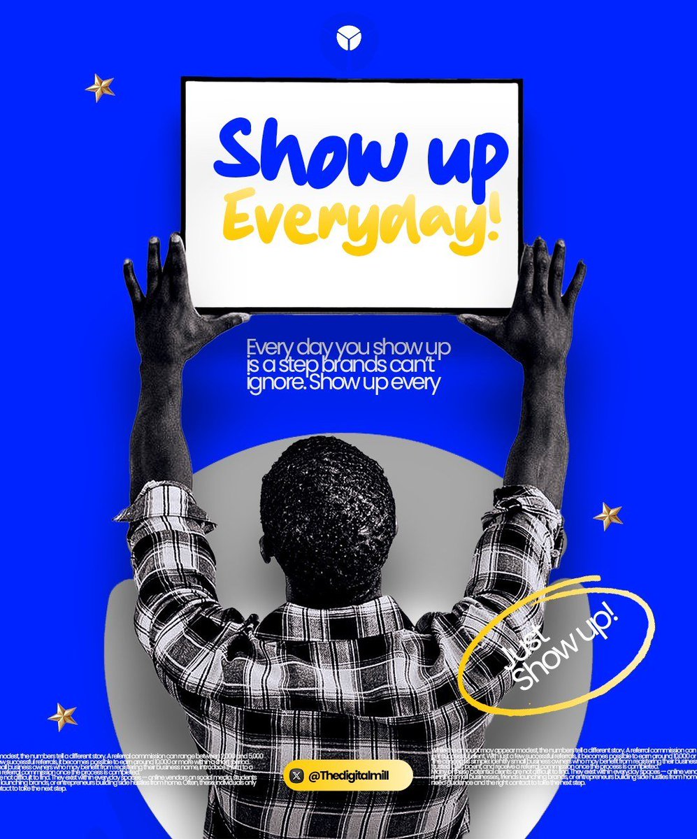 Thedigitalmil's tweet photo. Show up everyday!
Show up everyday!
Just show up!
Keep showing up!

Low engagement shouldn't Stop you.

You're very close!

Gm X fam. https://t.co/iEG8EKhNkP