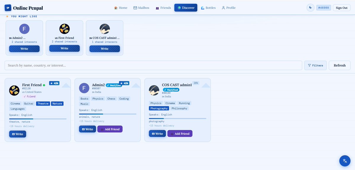 coscasts04's tweet image. Translation and Discover feature
Link to the website👇
onlinepenpal.blogspot.com 

#PenPal #DigitalLetters #SocialApp #MadeWithAI #BuildInPublic