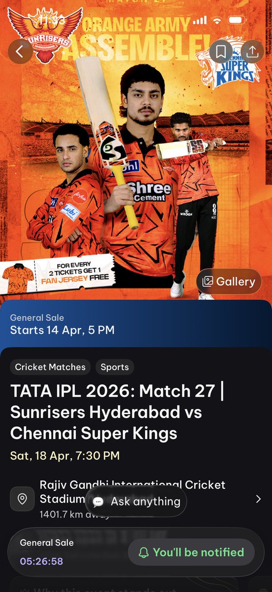 Cricket Tickets Update tweet media