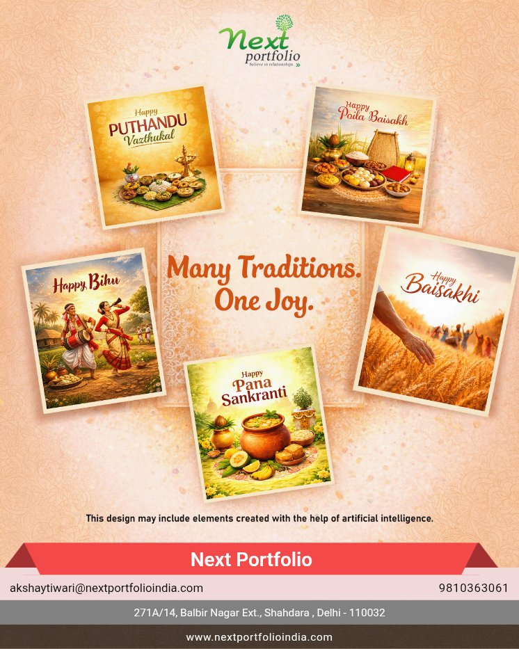 nextportfolio's tweet photo. 🌼 Many Traditions. One Joy. 🌼

Wishing you and your family a season filled with happiness, prosperity, and new beginnings.

May this festive time of Baisakhi,Poila Boishakh, Puthandu, Bihu &amp; Pana Sankranti bring success, and growth

#nextportfolio #nextportfolioindia 
#amfiregm https://t.co/z23rc1hG9x
