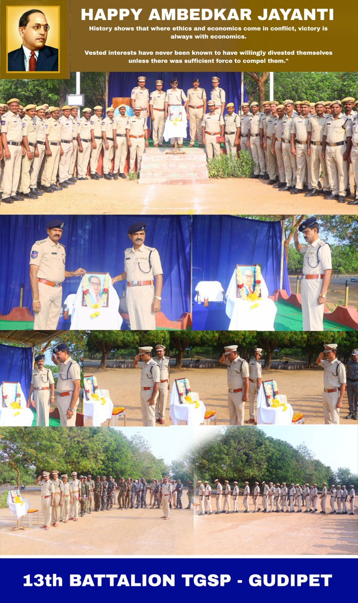 13THBN_TGSP's tweet photo. Commandant of 13th Battalion TGSP Sri P.Venkat Ramulu paid Tributes to Babasaheb Dr. B.R. Ambedkar on his birth anniversary.All the Officers and men are participated and made the program success. #AmbedkarJayanthi #13thBNTGSP #JaiBhim" https://t.co/AHmpPdAzQa