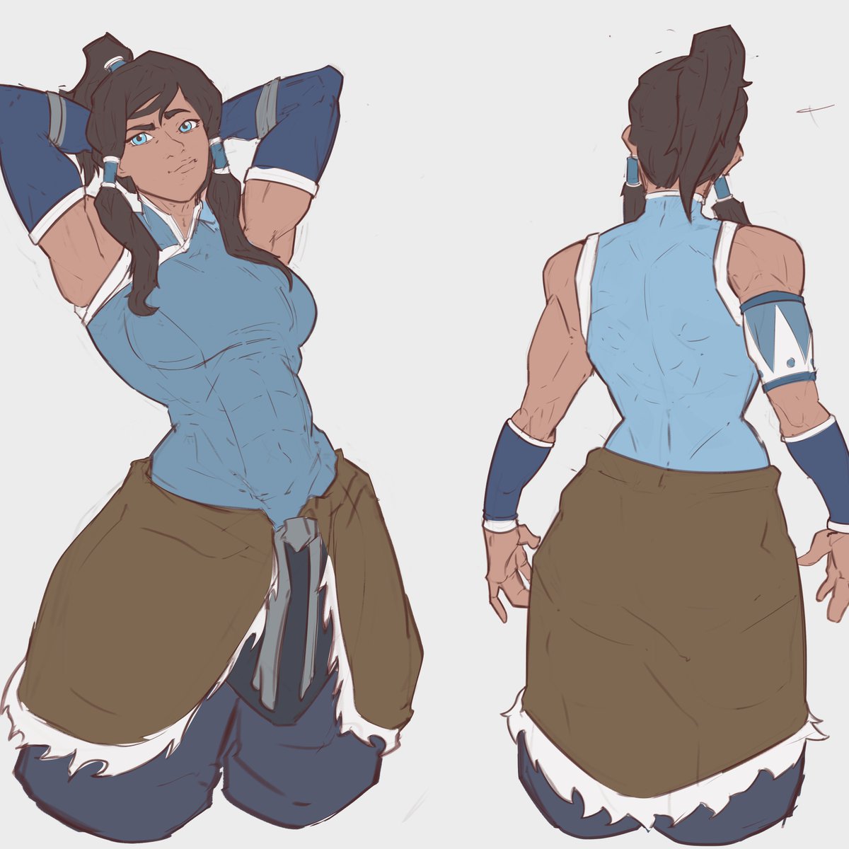 Flat colored inspired Korra sketches.