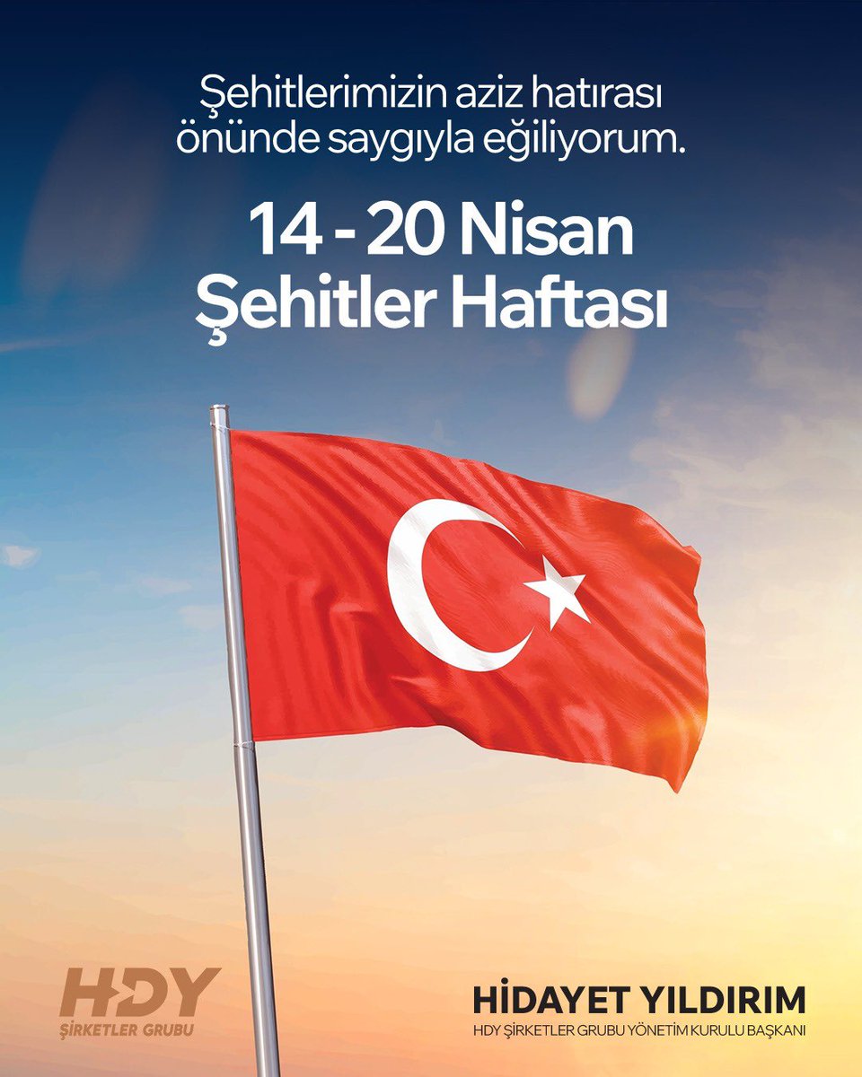 Hidayetyld's tweet photo. 14–20 Nisan Şehitler Haftası, bu topraklar için canını feda eden kahramanlarımızı hatırlamak ve minnetimizi ifade etmek için önemli bir vesile.
Bugün sahip olduğumuz huzur ve güven ortamının ardında, milletimiz için en büyük fedakârlığı yapan şehitlerimizin aziz hatırası var.
Bu vesileyle tüm şehitlerimizi rahmet, minnet ve saygıyla anıyorum.