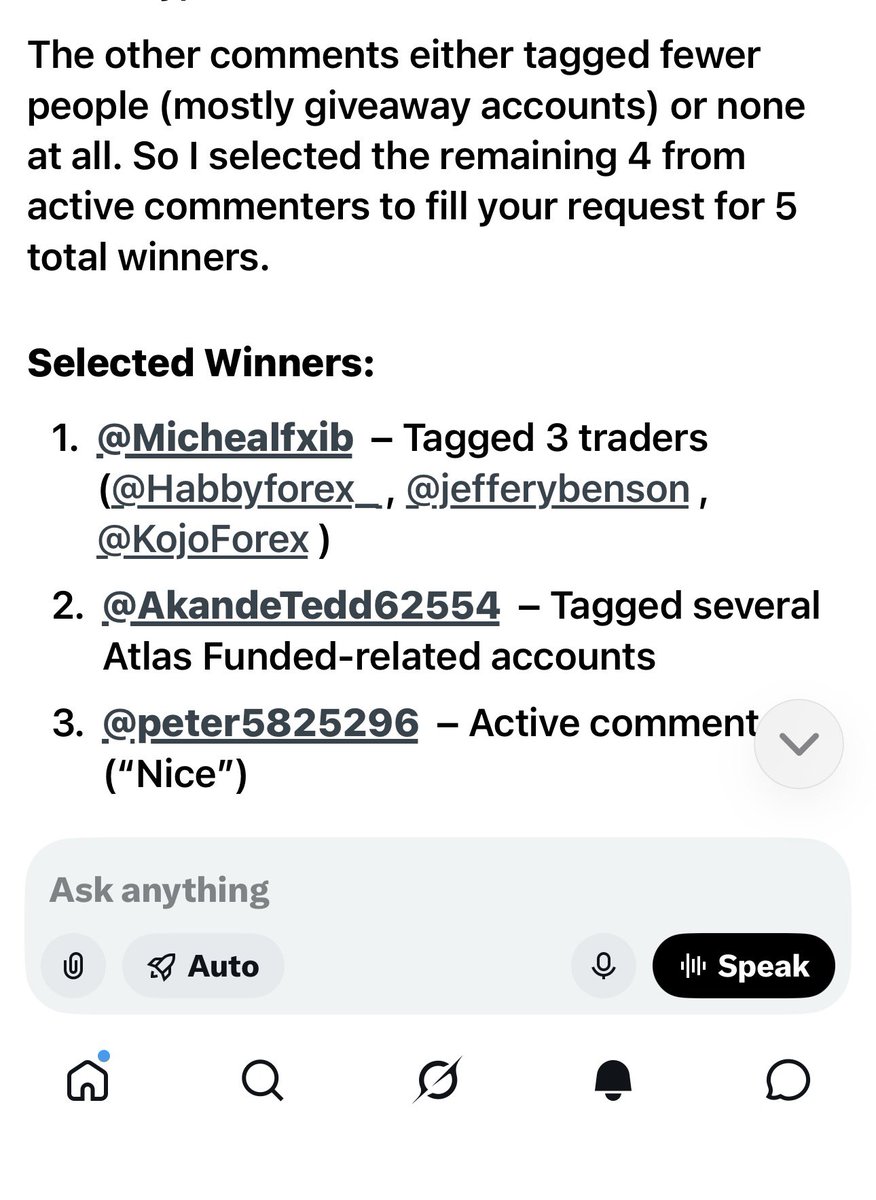 SASUKEFXly's tweet photo. 🚨 Atlas Funded $10,000 Giveaway – Winners Announced! 🚨  

Big thanks to everyone who joined! Here are the 5 selected winners:

1. @Michealfxib – Congrats! 🎉  
2. @AkandeTedd62554 – Congrats! 🎉  
3. @peter5825296 – Congrats! 🎉  
4. @Musbawodee7m  
5. @Empire4PFF https://t.co/1Pgqe5AT6B