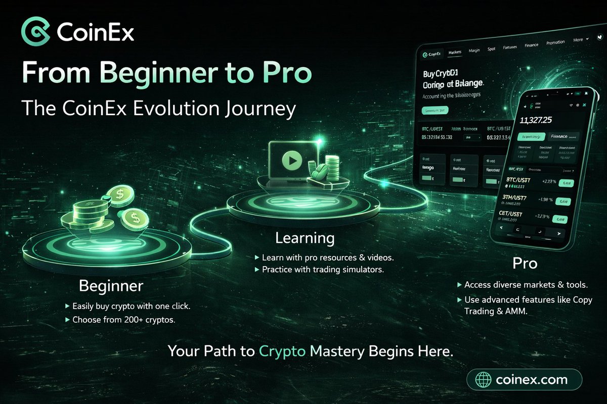 mark_greaat's tweet image. Every pro trader started as a beginner.
With @coinexcom, the journey is structured easy onboarding, powerful tools, and advanced strategies that evolve with you.
From first trade to full mastery, your growth is built-in. 
Start here :CoinEx.com
#CoinEx #CoinExCreator