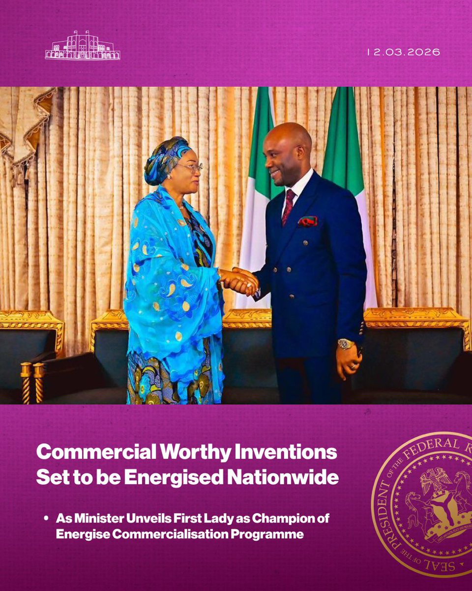 KingsleyUdehSAN's tweet photo. The Energise Commercialisation Now (ECoN) Initiative, a flagship national programme championed by Her Excellency, Senator Oluremi Tinubu, CON, First Lady of the Federal Republic of Nigeria, and institutionally anchored by the Federal Ministry of Innovation, Science and Technology (@FmstNg ), constitutes a strategic policy instrument aimed at catalyzing the translation of research and development (R&D) outputs into commercially viable products and services. The initiative is underpinned by a recognition of Nigeria’s vast repository of intellectual property assets, scientific discoveries, and technological innovations generated across universities, research institutes, and individual innovators—resources which, despite their abundance, remain significantly underutilized, thereby limiting their contribution to national economic transformation.