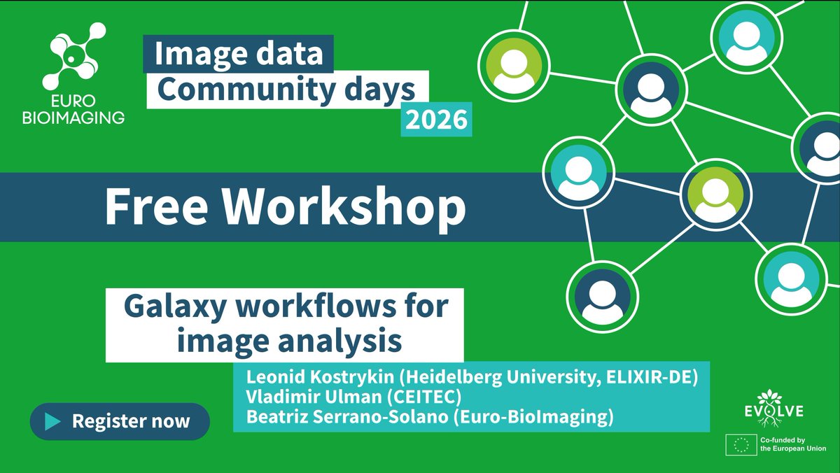 EuroBioImaging's tweet image. Explore image data analysis the FAIR way with Galaxy! Join us April 16 🕒️ 15:00–17:00 CEST for a hands‑on introduction to web‑based, HPC‑ready workflows.
#Galaxy #ImageAnalysis #FAIRdata #BioImaging #Workshop 🌌
us02web.zoom.us/meeting/regist…