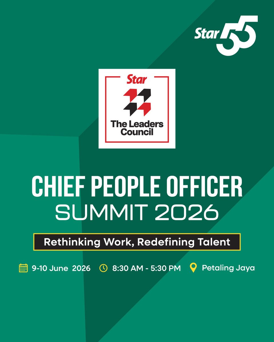 staronline's tweet photo. Strategy is nothing without the talent to execute it. At the CPO Summit 2026, we’re asking the different questions that define the future of work.

Join Malaysia’s HR elite this 9-10 June in PJ.

Exclusively for business leaders.
Register:  https://t.co/iJy7YYW7uS

#CPOSummit #TheLeadersCouncil #HRStrategy #Leadership