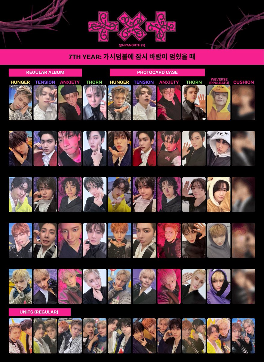 [ALBUM PCS COMPLETE]
TXT 7TH YEAR: A MOMENT OF STILLNESS IN THE THORNS 가시덤불에 잠시 바람이 멈췄을 때
🩷 PC TEMPLATE