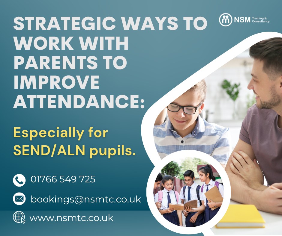 nsmtc's tweet image. Struggling with attendance especially for SEND/ALN pupils? 
nsmtc.co.uk/courses/strate…
Join us: 23 Apr 2026 | 24 Sept 2026 | 11 Mar 2027
bookings@nsmtc.co.uk
#SEND #ALN #SchoolAttendance