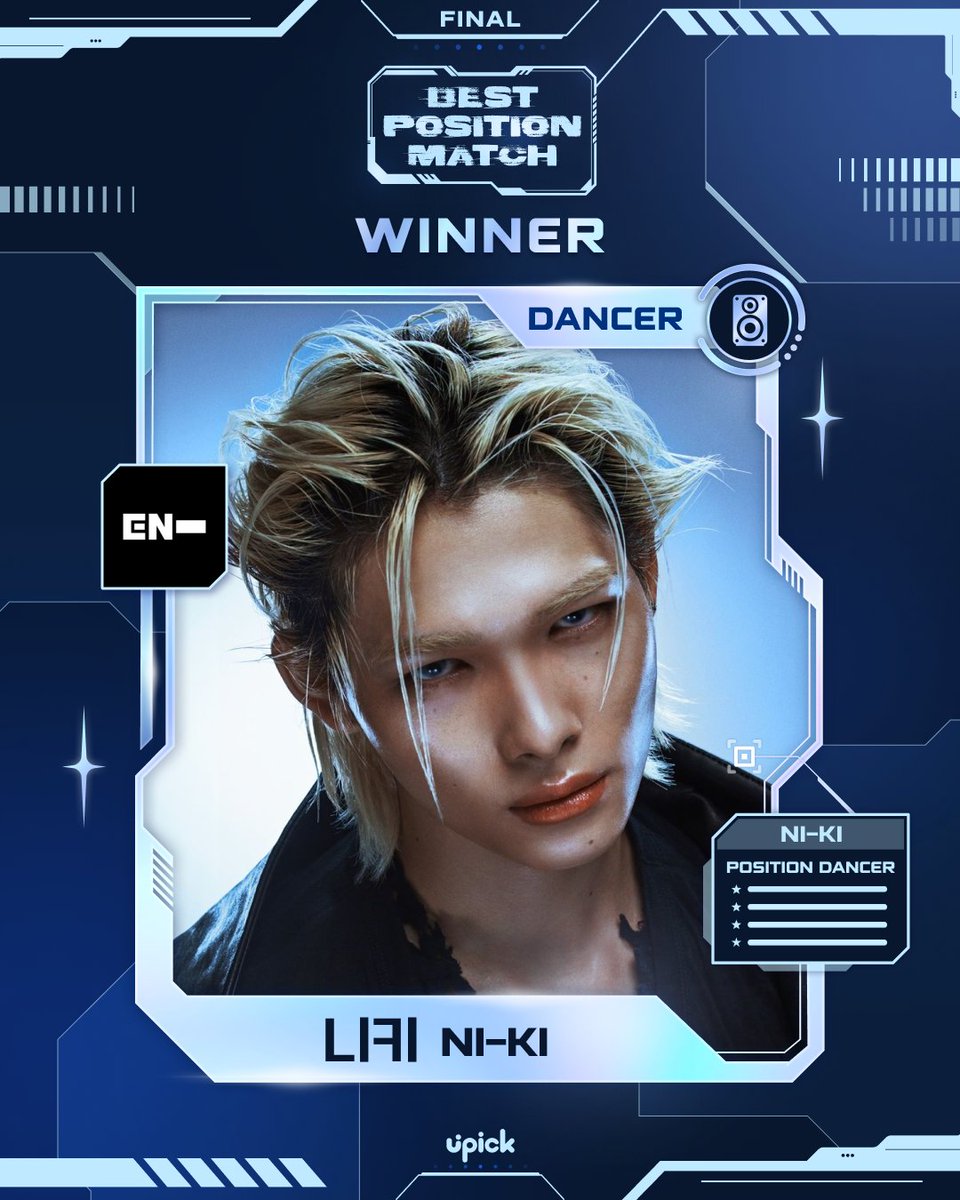 Kpop_Herald's tweet photo. #NI_KI of @ENHYPEN is taking the throne as the ultimate "Best Dancer."🕺🏻 

The idol claimed the No. 1 spot in the "Best Position Match – Dancer" category on the global fandom platform @UPICK_twt.🏆 As a reward for this victory, he will be featured on the Times Square Art Canvas in Yeongdeungpo.

#ENHYPEN