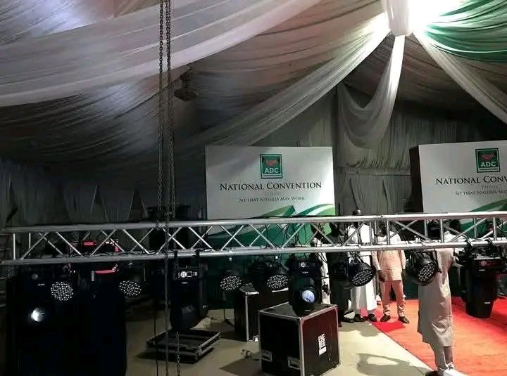 Aloefuna1's tweet photo. Against all odd, all is set for APC National convention today at Rainbow Event center, Abuja. The rulers have made all efforts to stop this, but they have failed and will continue to fail.

ADC should however know that Obi is our party. https://t.co/l02j8aeaRu