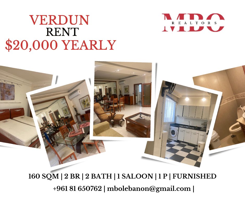 MBOREALTORS's tweet photo. #rentinbeirut #Verdun a fully furnished 2BR apartment. 

https://t.co/rrZdhe6nBs 

#mborealtors #beirut #lebanon #beirutrealestate #lebanonrealestate #Lebanese https://t.co/dPGz0QPnzz