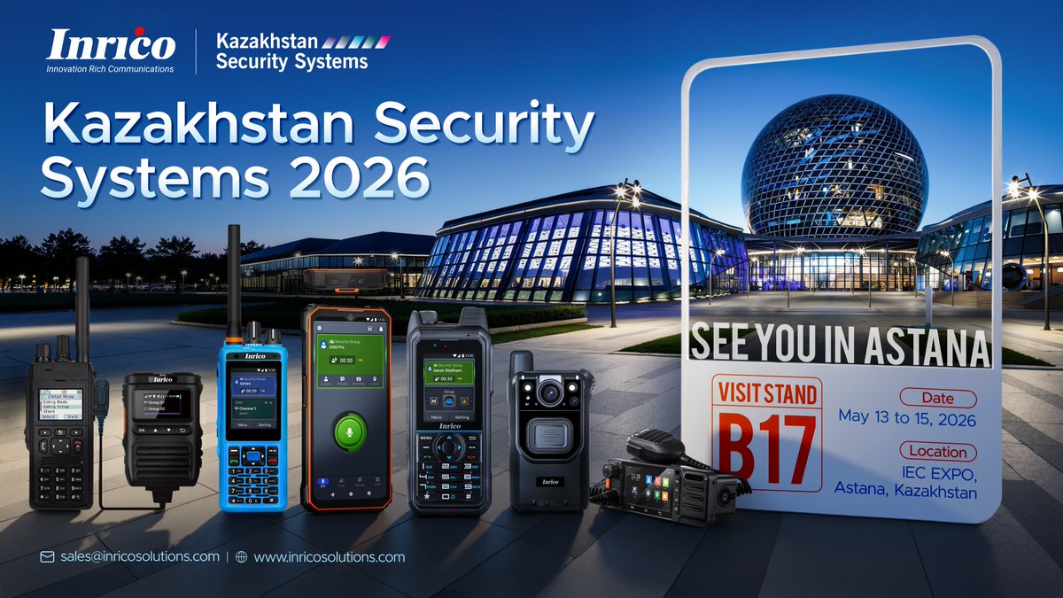 InricoSolutions's tweet image. 📢 Join Inrico in Astana | KSS 2026
Join us at Kazakhstan Security Systems 2026 (#KSS) to explore our latest mission-critical communications:
🔹 Body-Worn Camera (#BWC) Solutions
🔹 Broadband–Narrowband Convergence
🔹 Flagship PoC Radios

🗓13–15 May📍 Stand B17, IEC EXPO, Astana