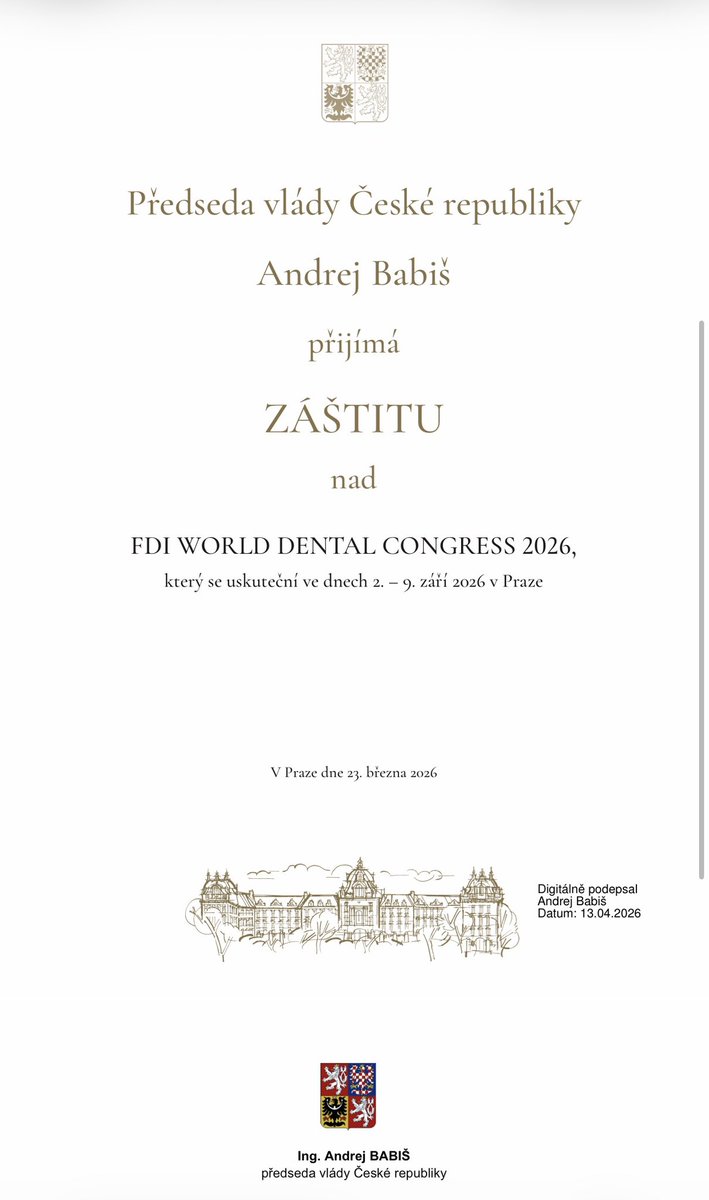 smucler's tweet image. Světový kongres FDI v Praze má podporu @strakovka  a pan premiér @AndrejBabis by ho měl zahájit spolu s ministrem zdravotnictví. Moc děkujeme a snad se podaří ukázat Prahu a Česko v nejlepší formě👍
PS Ad politika- podporoval nás i pan premiér Fiala- Komora je tu pro celé Česko.