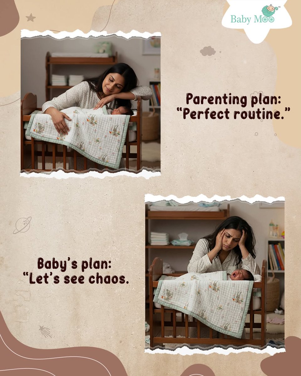 BabyMooin's tweet image. Parenting reality check 😅

You plan the perfect routine… and then your baby has their own plans.

Tag a parent who understands this 👇

#BabyMoo #ParentingReality #ParentLife #RelatableParenting #YourStarIsBorn