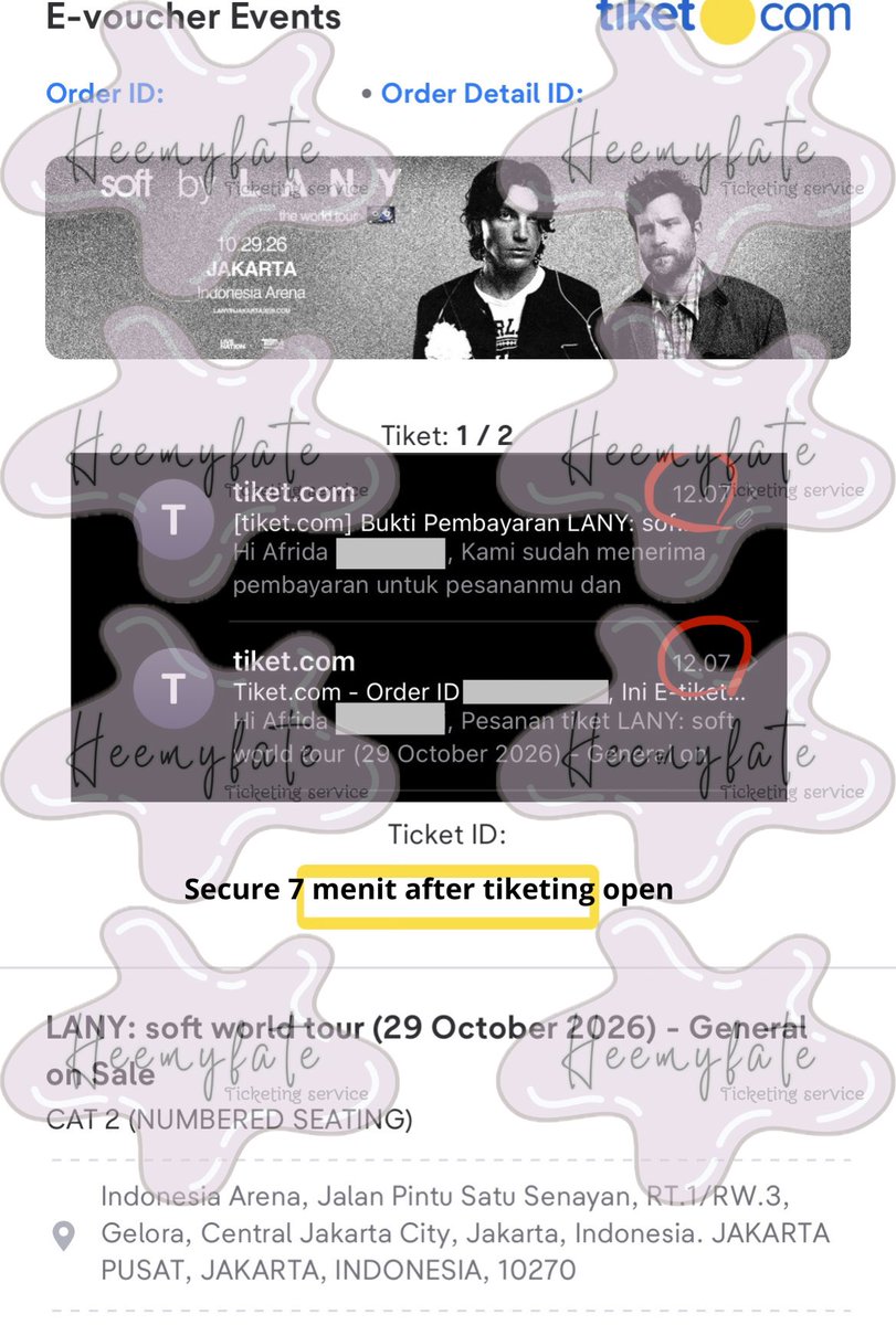 heemyfate's tweet photo. WTS LANY : Soft World Tour Jakarta (29 Okt 2026)
🎟️ 2 Tiket Cat 2 (secure 12:07)
✅ sampai tiket fisik
✅ Bersedia kasih Proof (KTP, no Hp, tukeran sosmed ig/twitter), Vidcall
✅ Dp / Full Price
✅COD Bintaro, Tangsel / Venue
💸 PRICE ? DM !
#LANYinJakarta2026 #softworldtour￼ https://t.co/ucBqe6jI9V