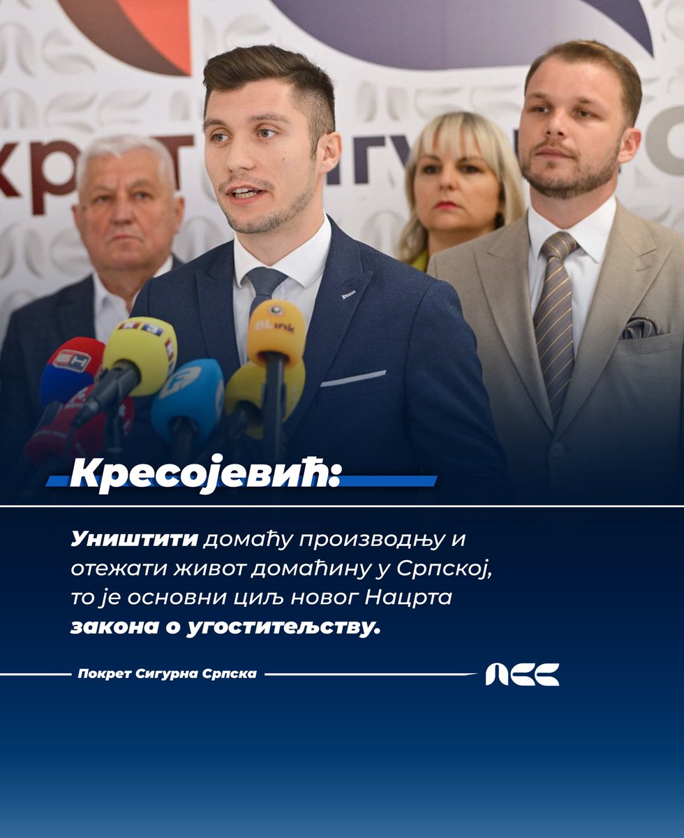 „Уништити домаћу производњу и отежати живот домаћину у Српској – то је основни циљ новог Нацрта закона о угоститељству“, каже посланик ПДП-а у Народној скупштини Републике Српске Бојан Кресојевић.
Он објашњава да све што је одлика светковина и весеља у Републици Српској могло би