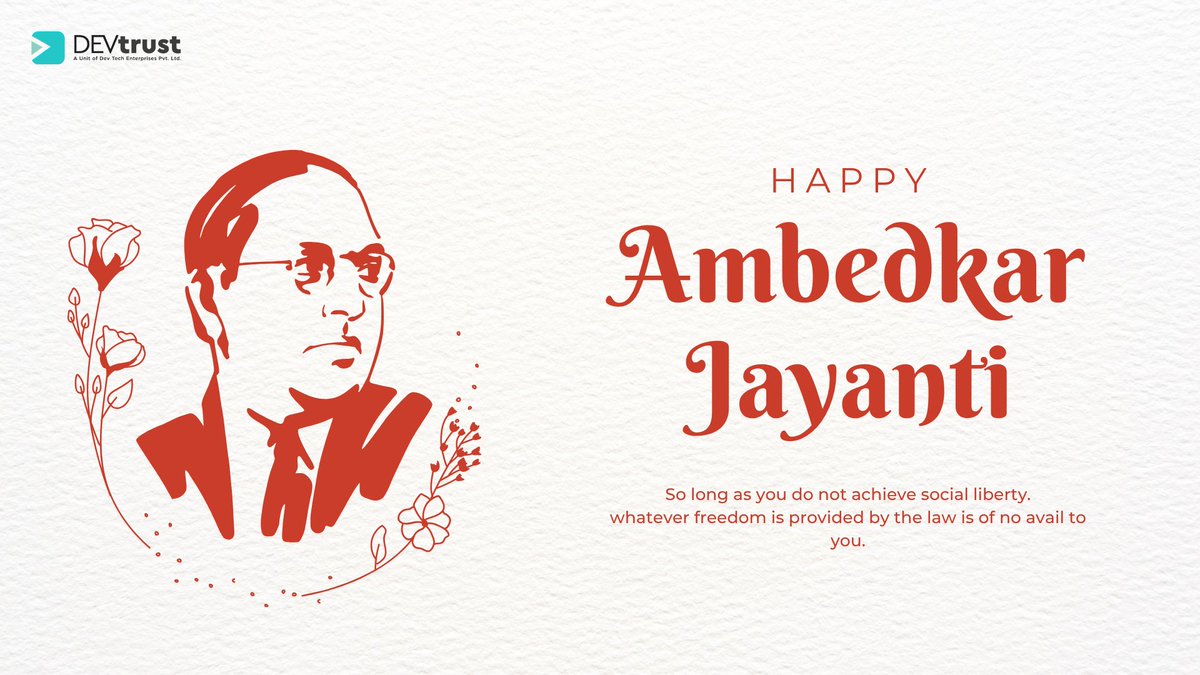 DEVtrustInc's tweet photo. “Educate, Agitate, Organize.” — the timeless message of B. R. Ambedkar still resonates today. 
Remembering his vision, which reminds us that true progress comes through education, empowerment, and equality.

#AmbedkarJayanti #IndianConstitution #EducationEmpowers #InclusiveIndia https://t.co/cQhbVZTsQI