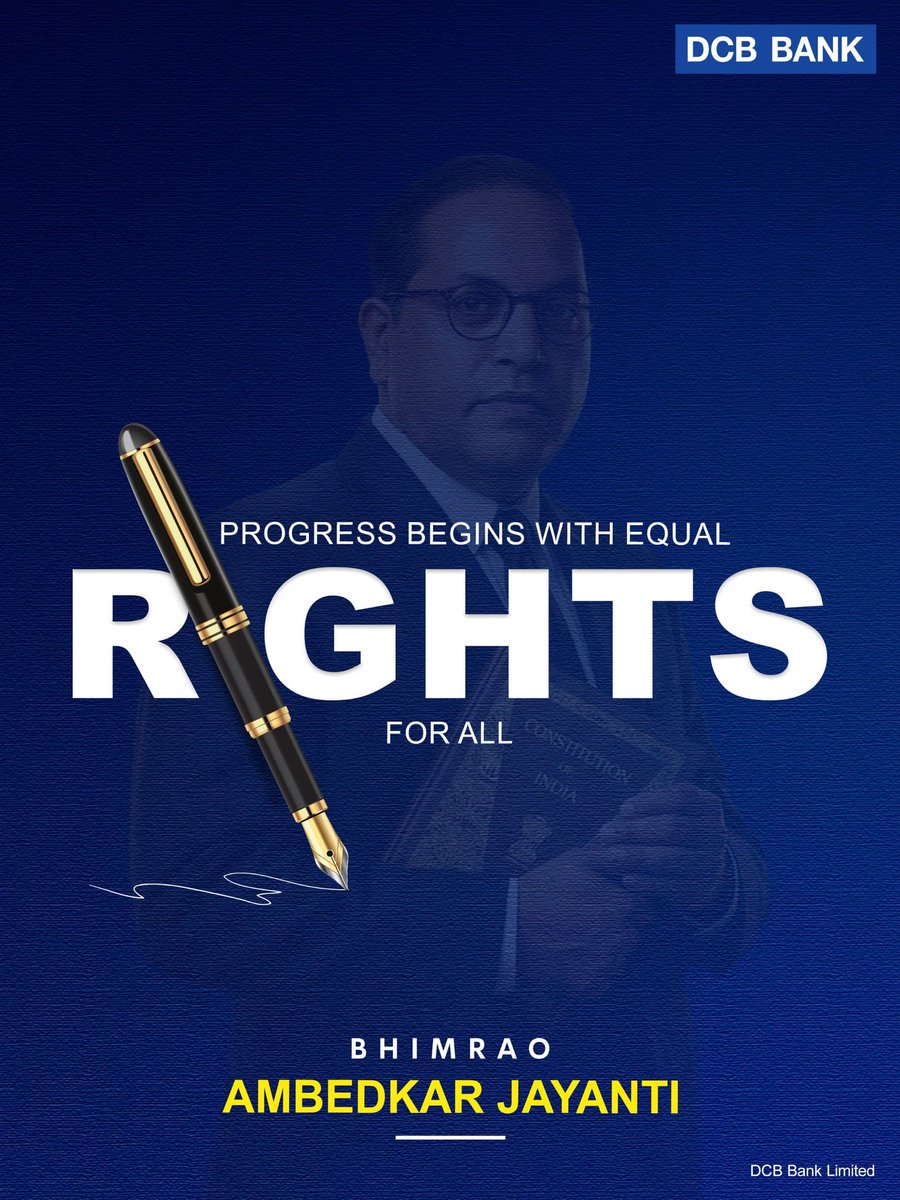 DCBBank's tweet image. Dr. B. R. Ambedkar’s vision reminds us that true growth is inclusive. 

Empowering individuals to move forward with confidence. 🤝

#AmbedkarJayanti #DrBRAmbedkar #Equality #Empowerment #Rights #Growth #AmbedkarJayanti2026 #DCBBank