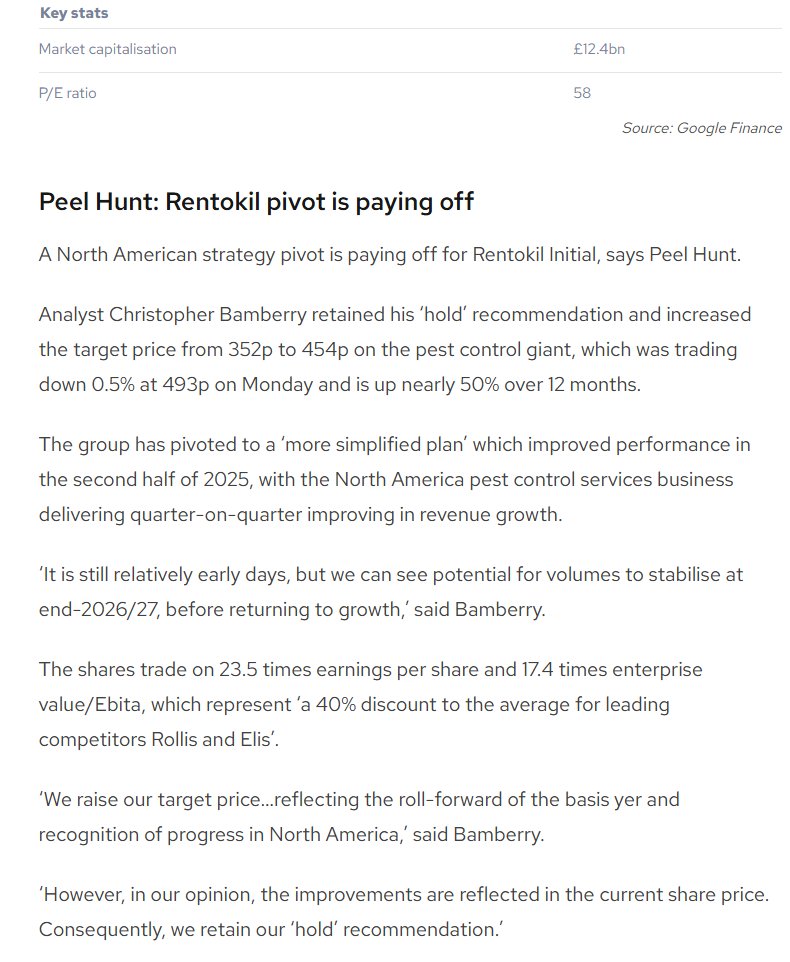 entrustTMF's tweet image. #RTO Peel Hunt: Rentokil pivot is paying off