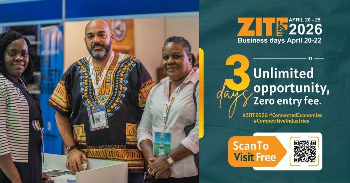 ZITF1's tweet photo. Access granted… but only if you register.
Step into ZITF 2026 for FREE as a Business Visitor.

Secure your spot: https://t.co/KSjN0T0wdJ

#ZITF #ZITF2026 #RegisterNow #FreeEntry #businessgrowth #Bulawayo #dontmissout #tradeshow #Tradein #investment #networking #opportunities #zimevents #Zimbabwe