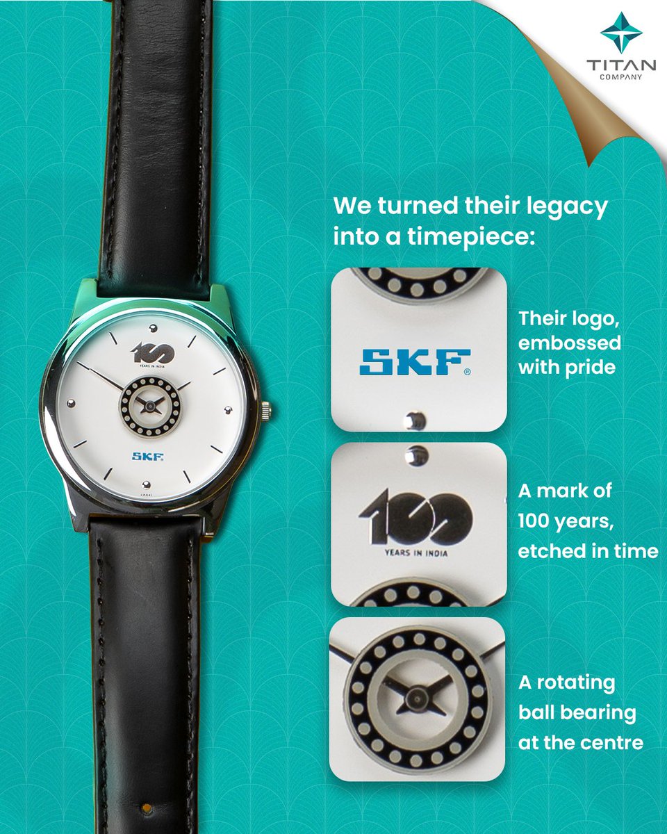 TitanGifting's tweet photo. Founded in 1923, SKF India has been driving momentum ever since. Today, they stand at the forefront of automotive and industrial engineering. So, when they came to us to commemorate a century of excellence, we knew the outcome had to reflect that legacy.​
​
#Milestones https://t.co/SDG37ykqMh