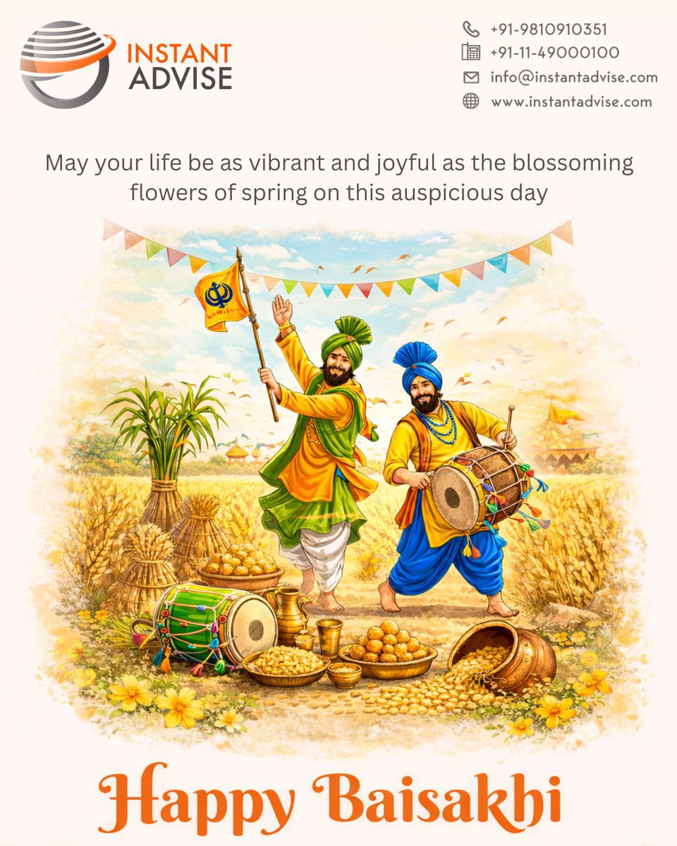 May your life be as vibrant and joyful as the blossoming flowers of spring on this auspicious day...!!!

Happy Baisakhi...!!!

#joyful #baisakhi #baisakhi2025 #india #punjab #InstantAdvise