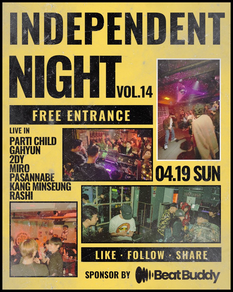 PARTICHILD's tweet photo. 📢

PARTI CHILD will be performing at
<INDEPENDENT NIGHT Vol. 14>
on Sunday, April 19 at 6 PM
at Honey Clover in Sinchon 🍀

---

#PARTICHILD #파티차일드
#HoneyClover #HipHopShow
#Kpop #Pop https://t.co/QHSNZtlcg4