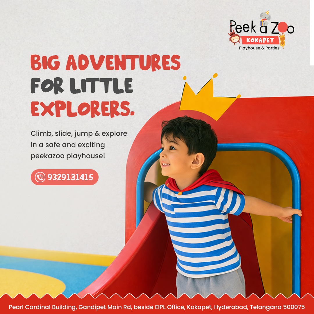 PeekaZookokapet's tweet image. Big fun for little explorers! 🎉

Let your kids climb, slide &amp;amp; play in a safe, exciting environment.

📍 Kokapet, Hyderabad
📞+91 9329131415

👉 Book their playtime today!

#KidsFun #Playhouse #Hyderabad #Parenting #FunZone #KidsActivities
