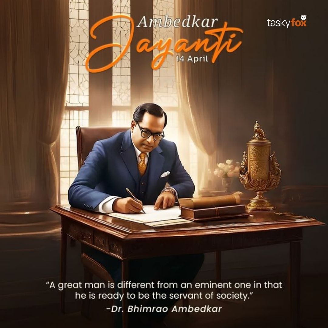taskyfoxapp's tweet photo. On the occasion of Ambedkar Jayanti, we remember the great leader B. R. Ambedkar, who stood for equality, justice, and empowerment.
 Tasky Fox wishes everyone a respectful and inspiring Ambedkar Jayanti
https://t.co/GYLLfst5Gi
#AmbedkarJayanti #DrAmbedkar #JaiBhim #EqualityForAll https://t.co/WPbYSLXvh7