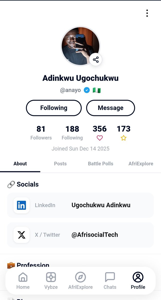 AfrisocialTech's tweet photo. We just shipped the new Afrisocial profile 🔥

Clean. Simple. Built for identity.

This is just step 1.

We’re building Africa’s social infrastructure https://t.co/4maHwKyAeP