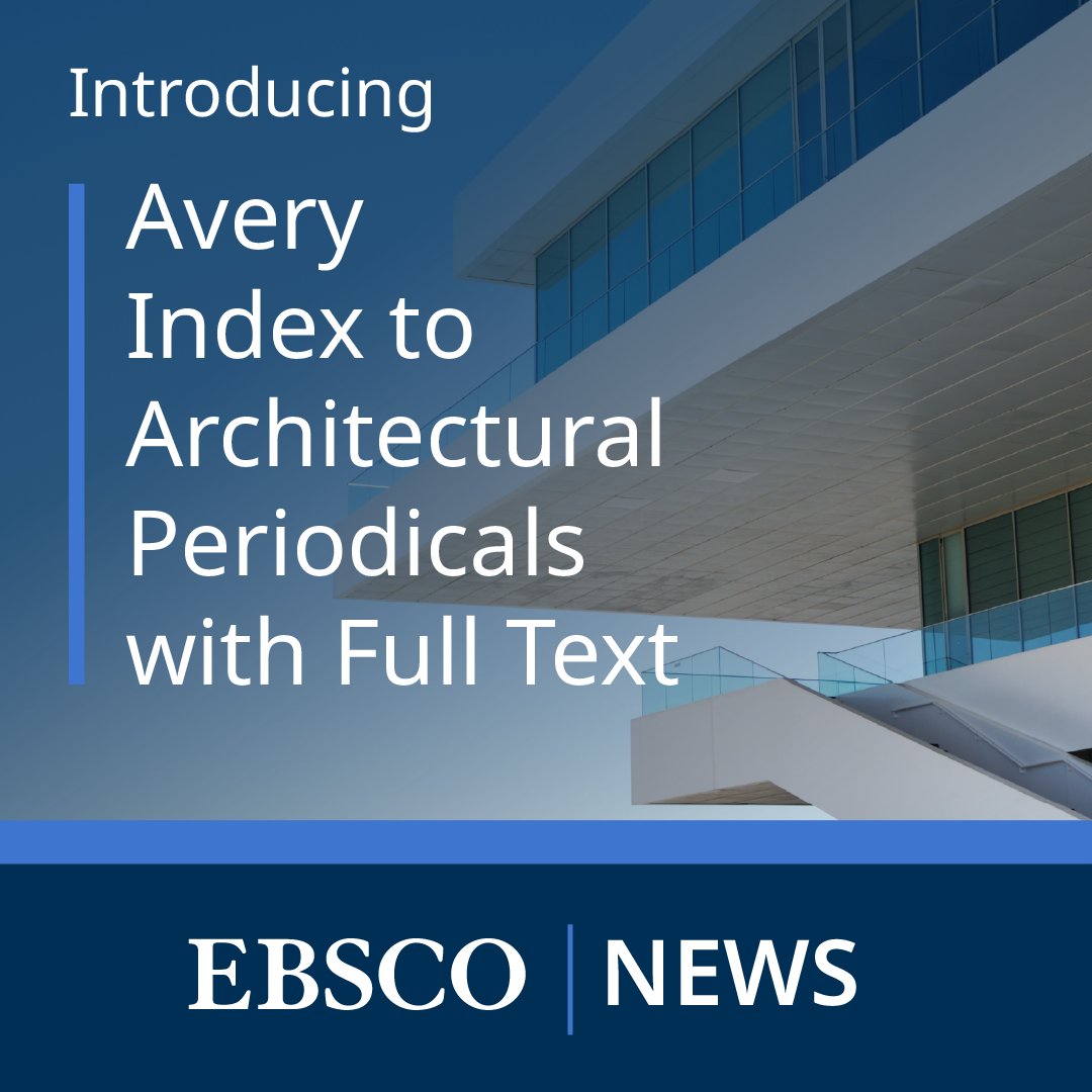 NIEUW! Avery Index to Architectural Periodicals with Full Text

Deze databank combineert een gerenommeerde index met full-texttoegang tot meer dan 200 toptijdschriften in architectuur en design.

Lees meer: m.ebsco.is/unj8Y

#Architectuur #Onderzoek