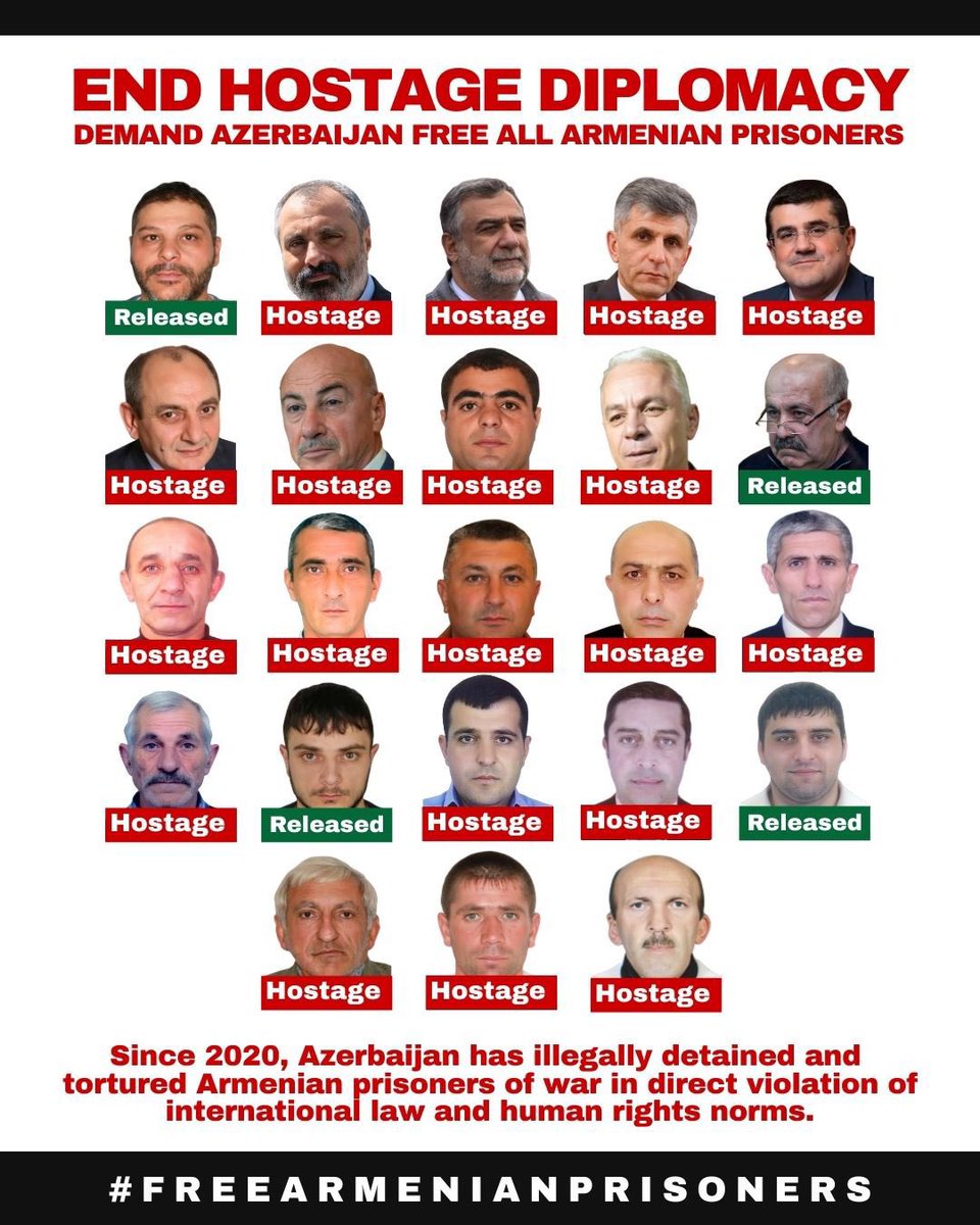 nanoulikjan's tweet image. Ce post revient, parce qu’eux ne reviennent pas. 
Eux, ce sont les 19 #otages #arméniens affamés, torturés, enchaînés par les barbares #azerbaïdjanais à #Bakou!
Relayez sans relâche leurs noms et leurs visages. 
Jusqu’à ce qu’ils rentrent tous chez eux. 
En #Arménie!
#France